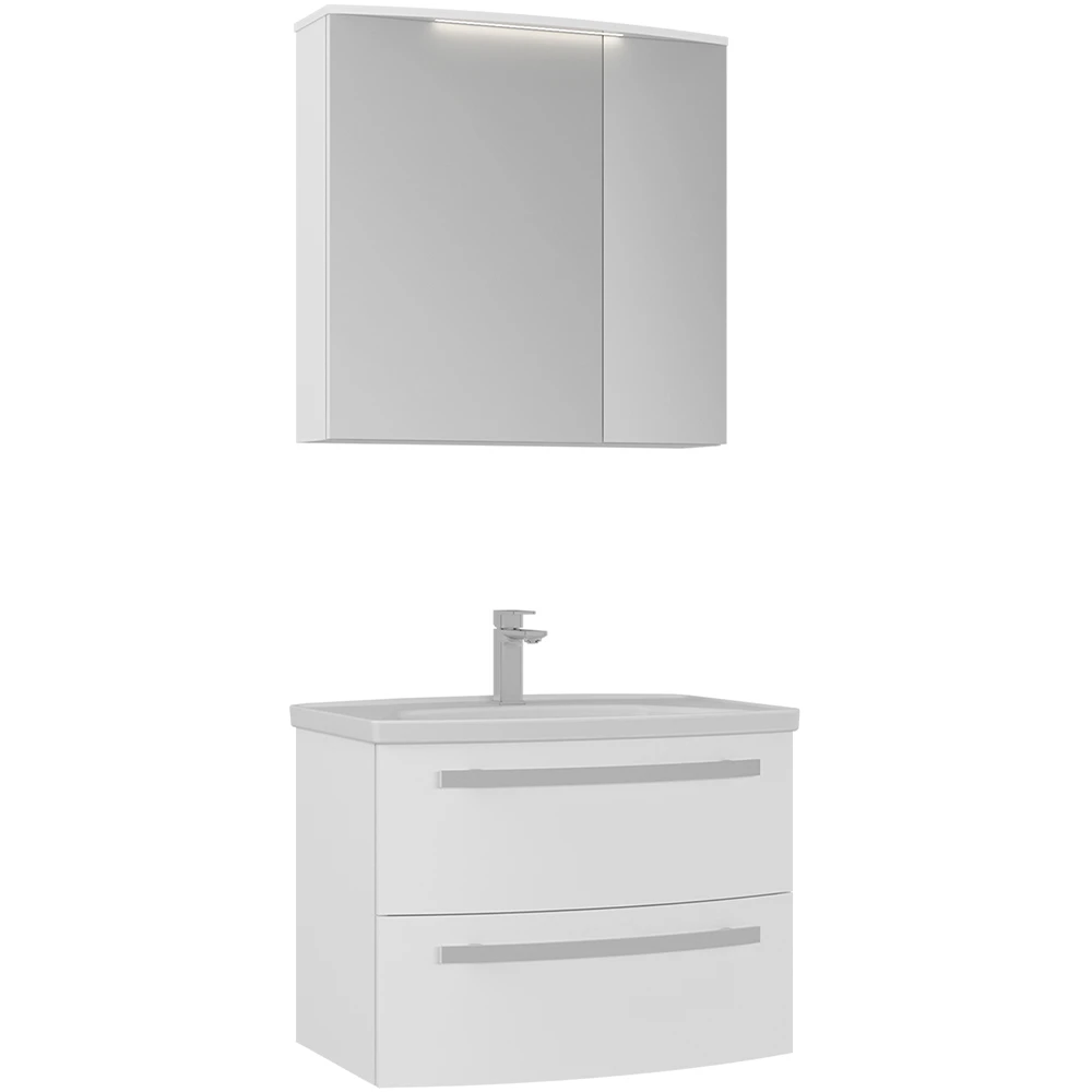 Orka Urla 70 Cm Parlak Beyaz Banyo Dolabı Takımı