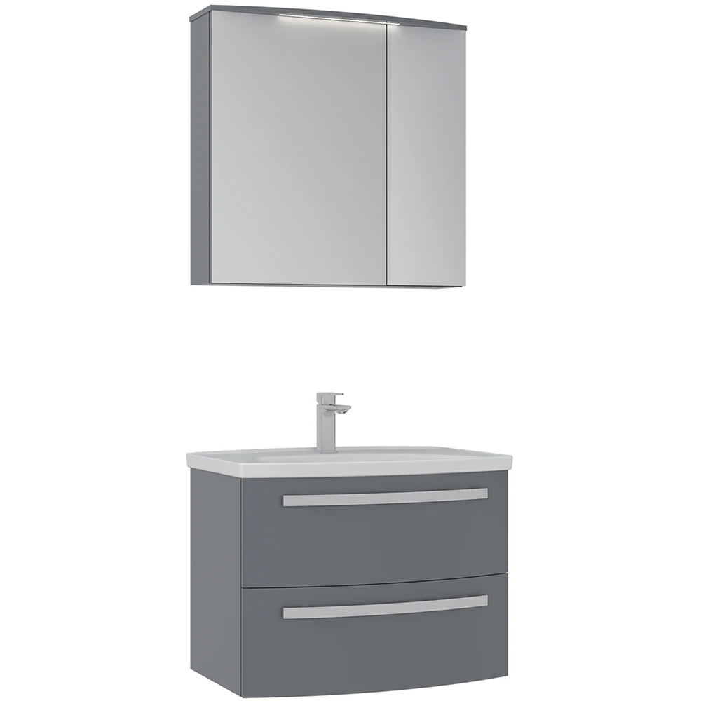 Orka Urla 70 Cm Parlak Gri Banyo Dolabı Takımı