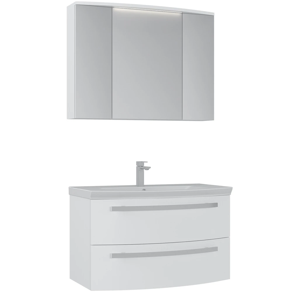 Orka Urla 90 Cm Parlak Beyaz Banyo Dolabı Takımı