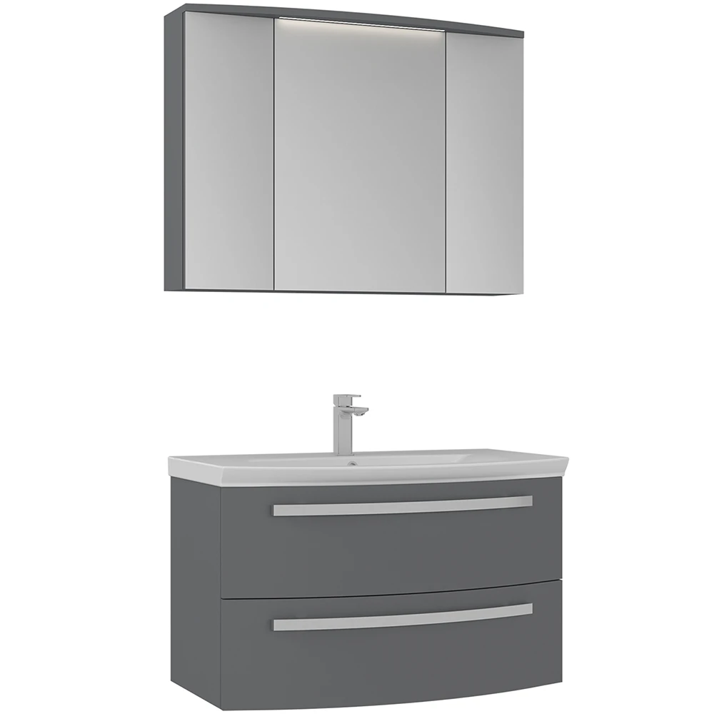 Orka Urla 90 Cm Parlak Gri Banyo Dolabı Takımı