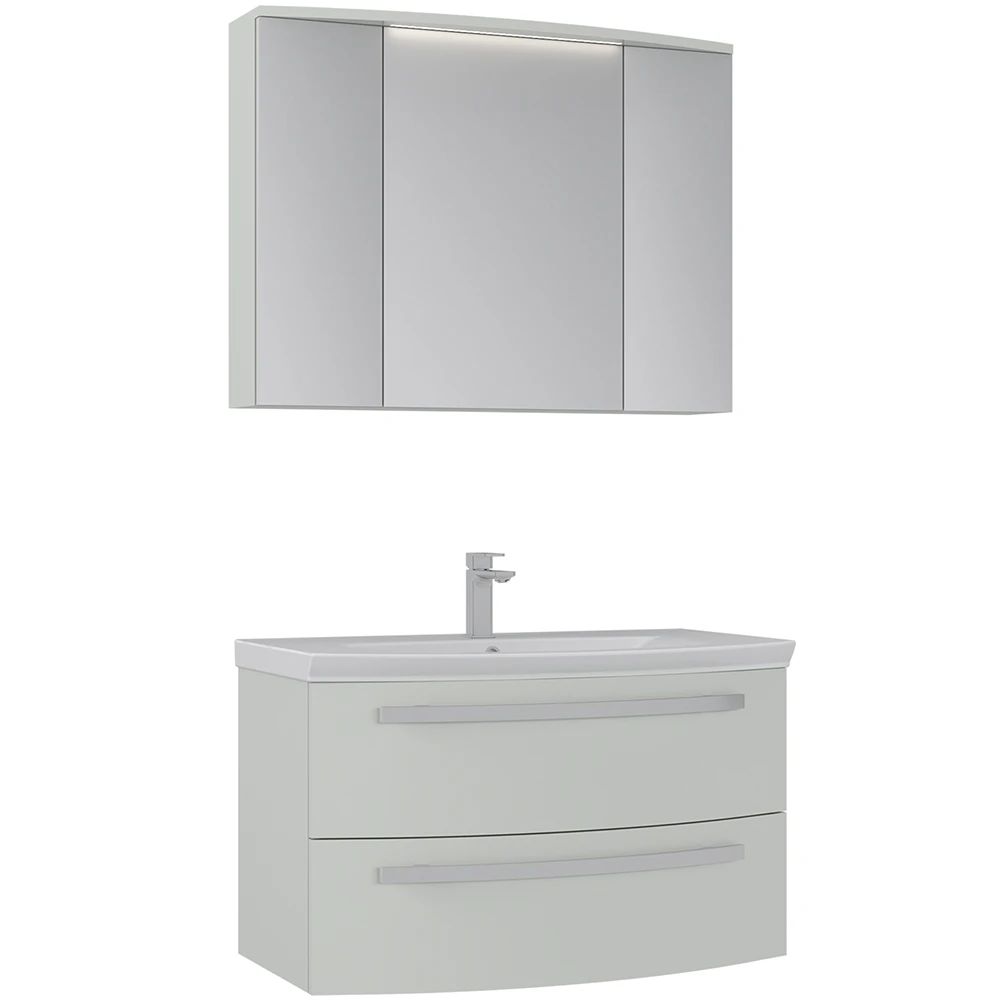 Orka Urla 90 Cm Parlak Kaşmir Banyo Dolabı Takımı