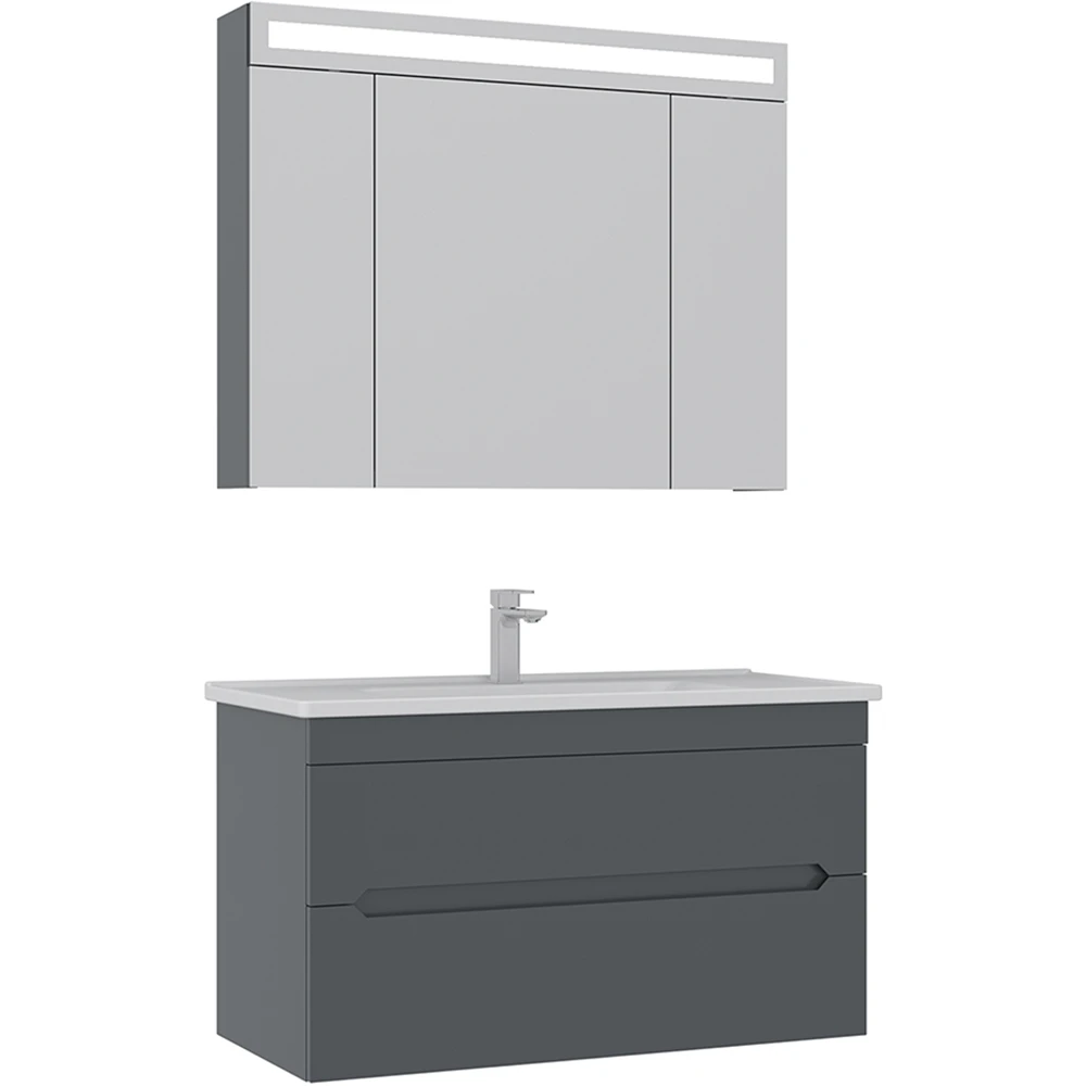 Orka Varna 100 Cm Mat Antrasit Banyo Dolabı Takımı