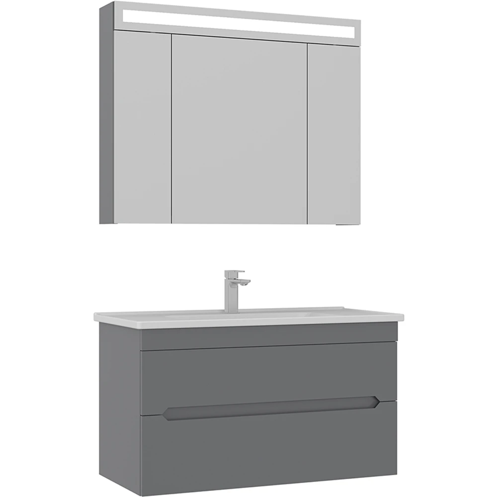 Orka Varna 100 Cm Mat Gri Banyo Dolabı Takımı