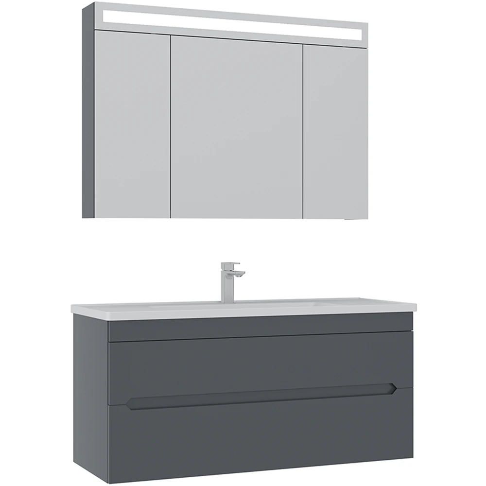 Orka Varna 120 Cm Mat Antrasit Banyo Dolabı Takımı