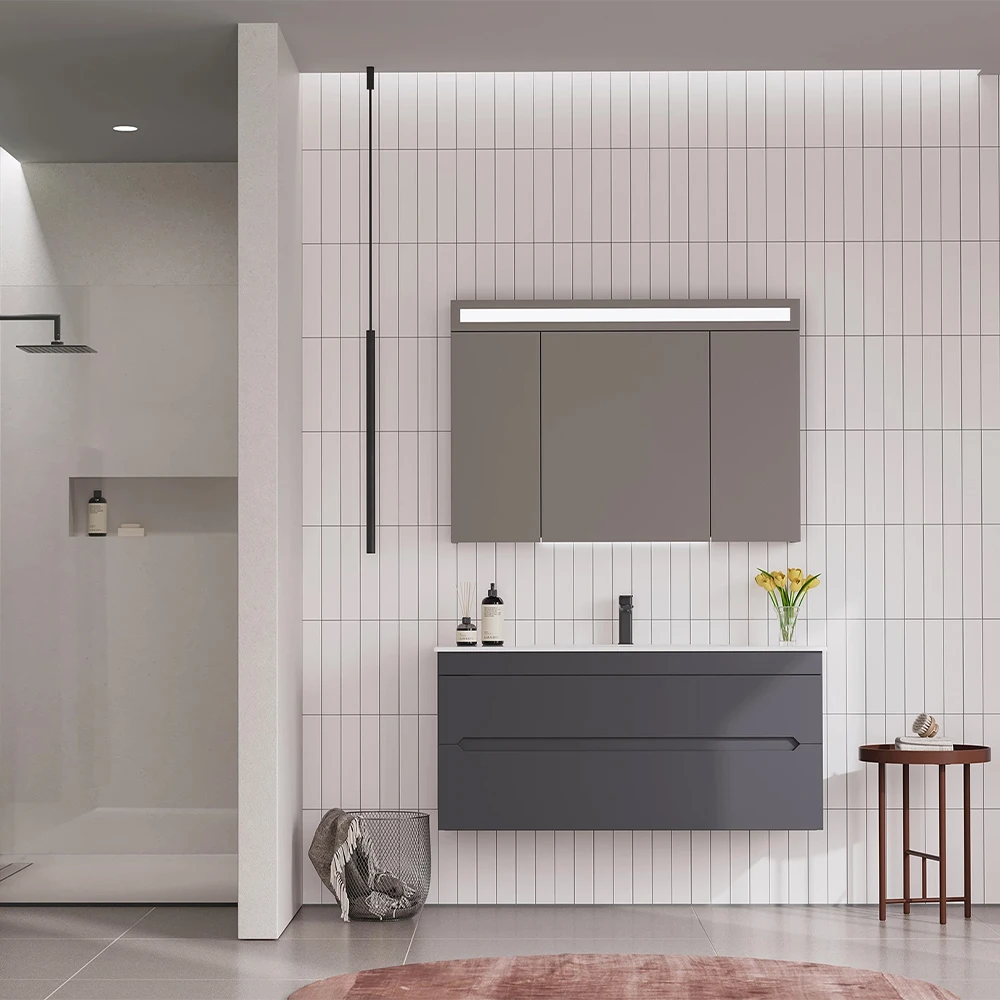 Orka Varna 120 Cm Mat Antrasit Banyo Dolabı Takımı 2