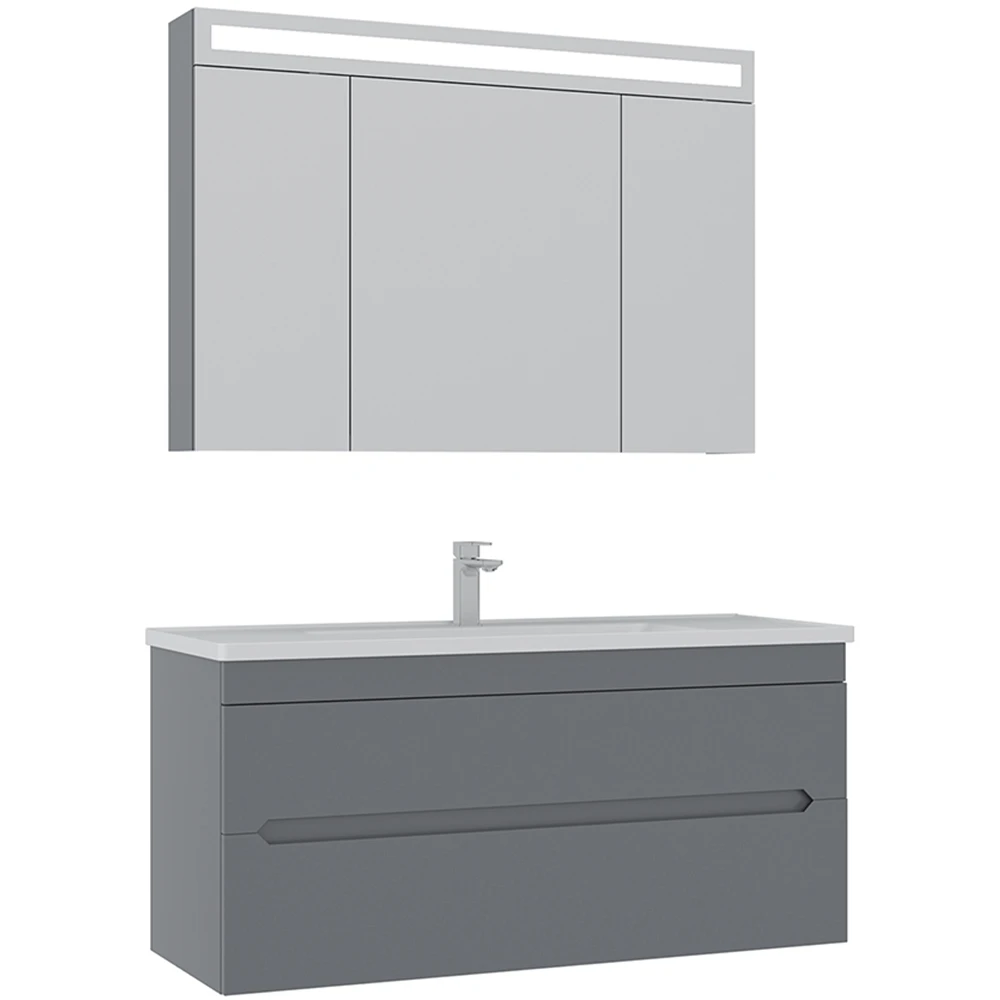 Orka Varna 120 Cm Mat Gri Banyo Dolabı Takımı