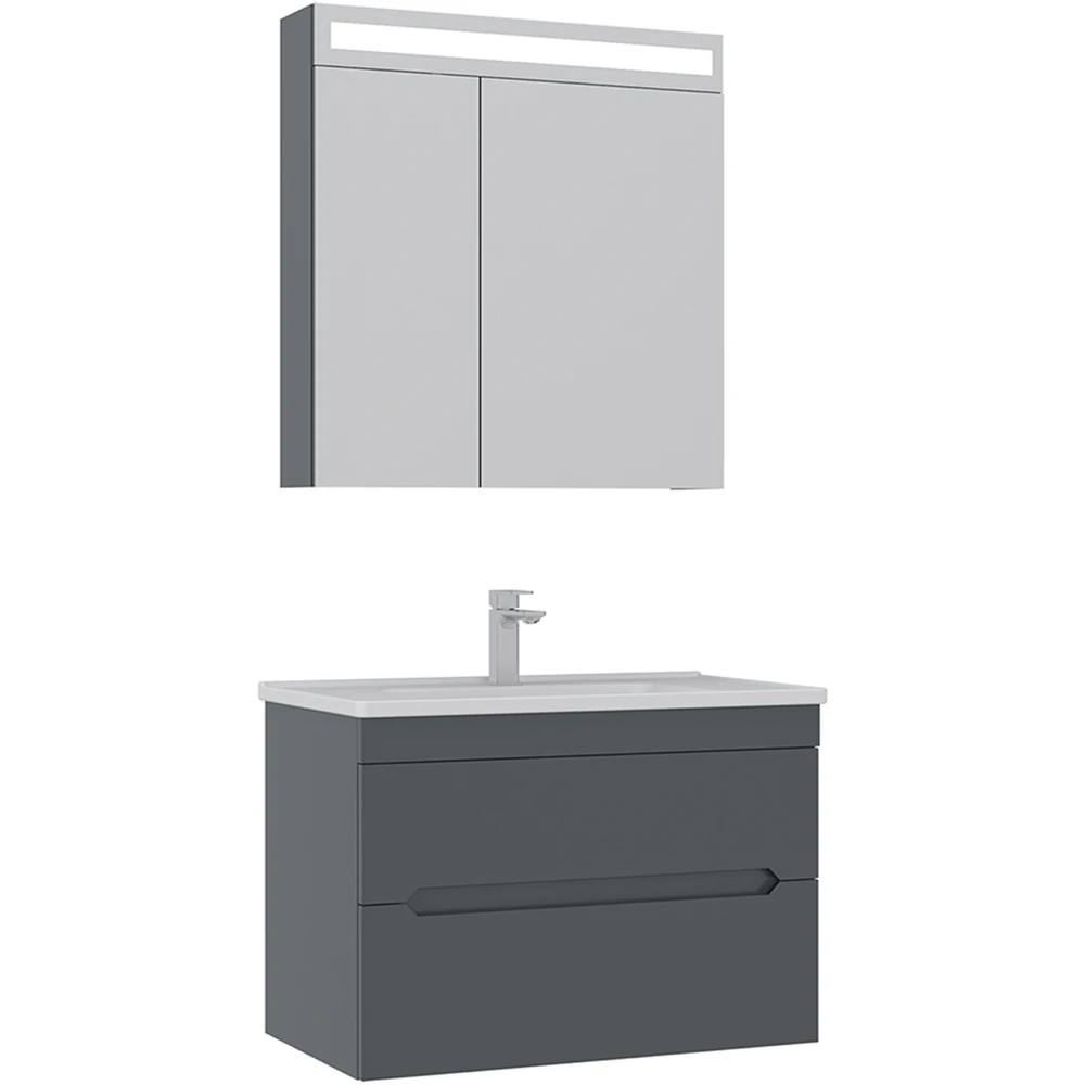 Orka Varna 80 Cm Mat Antrasit Banyo Dolabı Takımı