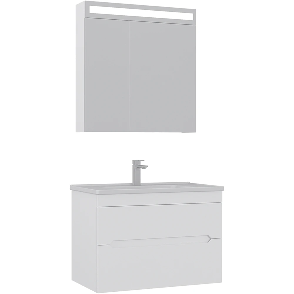 Orka Varna 80 Cm Mat Beyaz Banyo Dolabı Takımı
