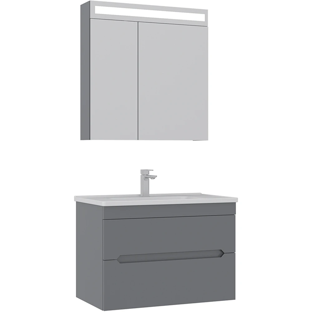 Orka Varna 80 Cm Mat Gri Banyo Dolabı Takımı