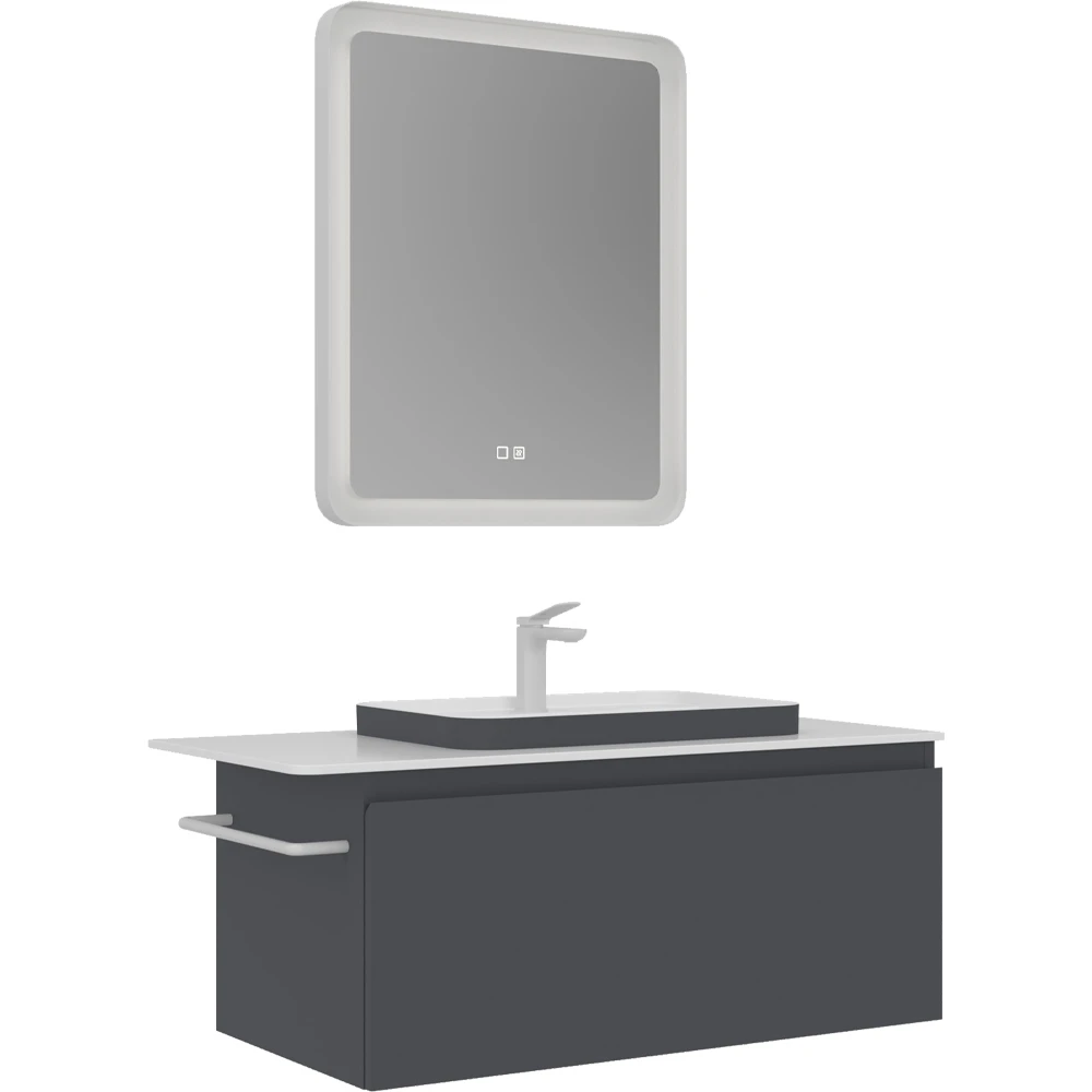 Orka Vico 100 Cm Mat Antrasit Banyo Dolabı Takımı - 5008884