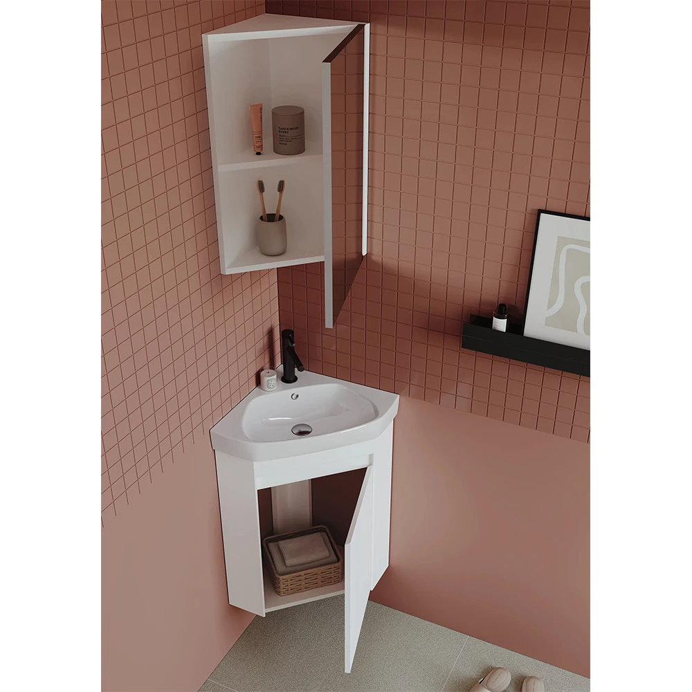 Orka Zag 45 Cm Mat Beyaz Banyo Dolabı Takımı 3