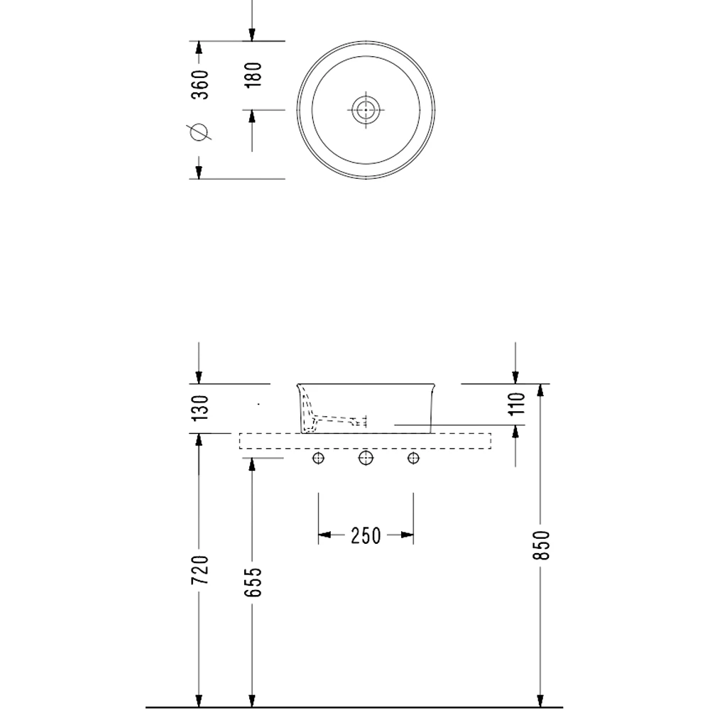 Serel 36 Cm Yuvarlak Çanak Lavabo - 2060DXS110H 2