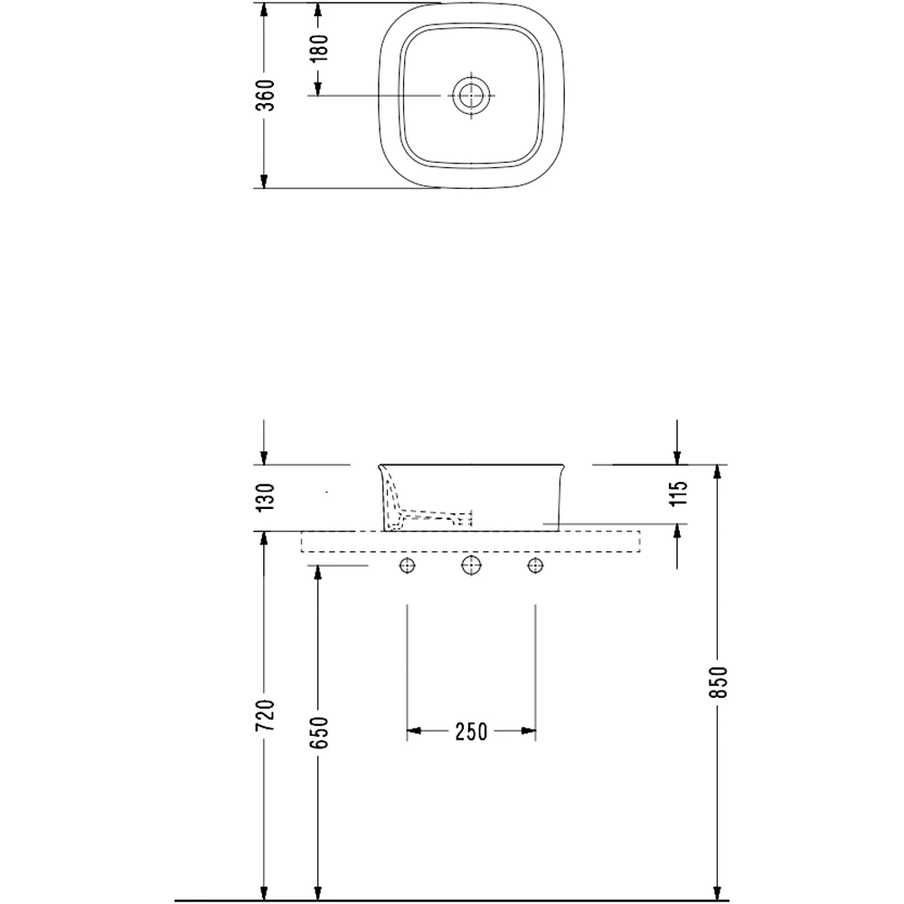 Serel 36x36 Cm Kare Çanak Lavabo - 2061DXS110H 2