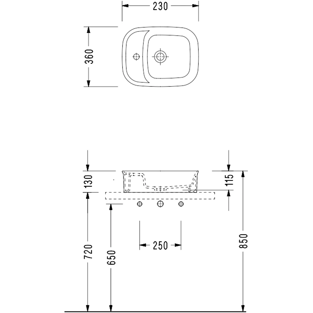 Serel 46x36 Cm Dikdörtgen Çanak Lavabo - 2063TXS110H 2
