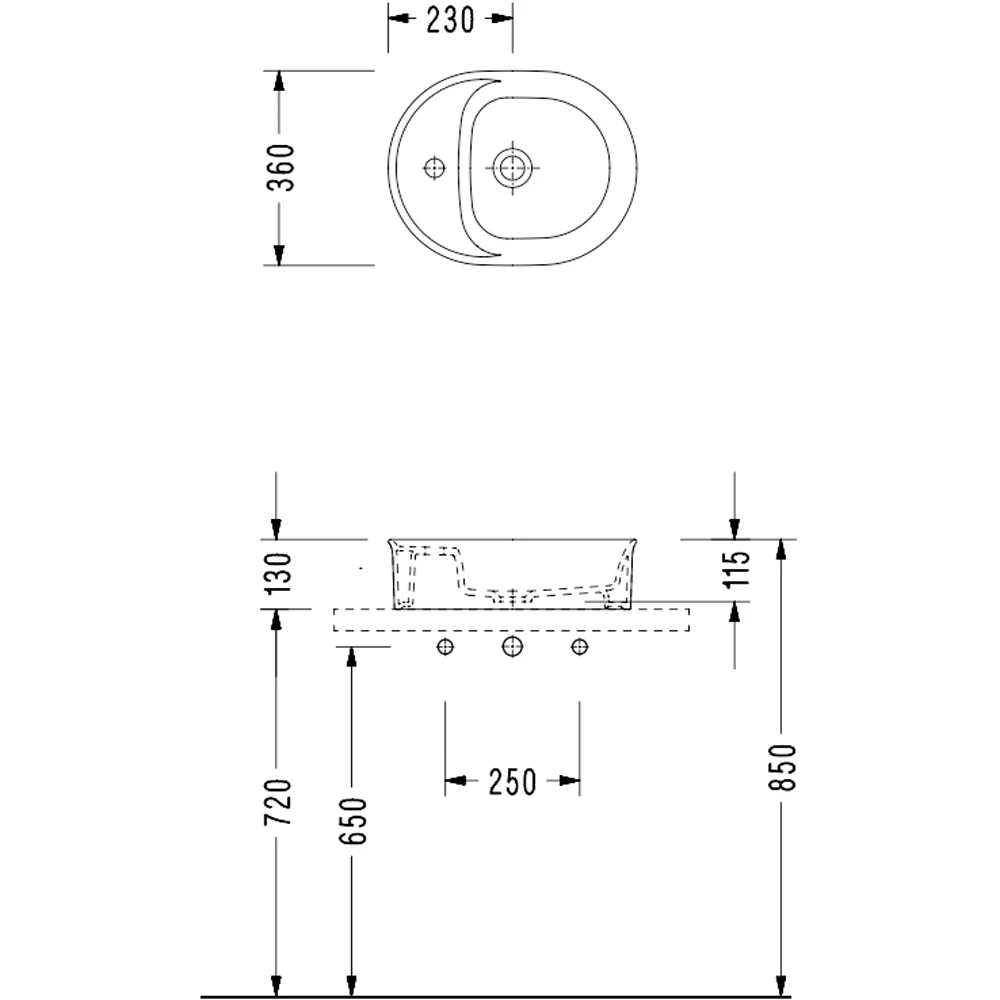 Serel 46x36 Cm Yuvarlak Çanak Lavabo - 2062TXS110H 2