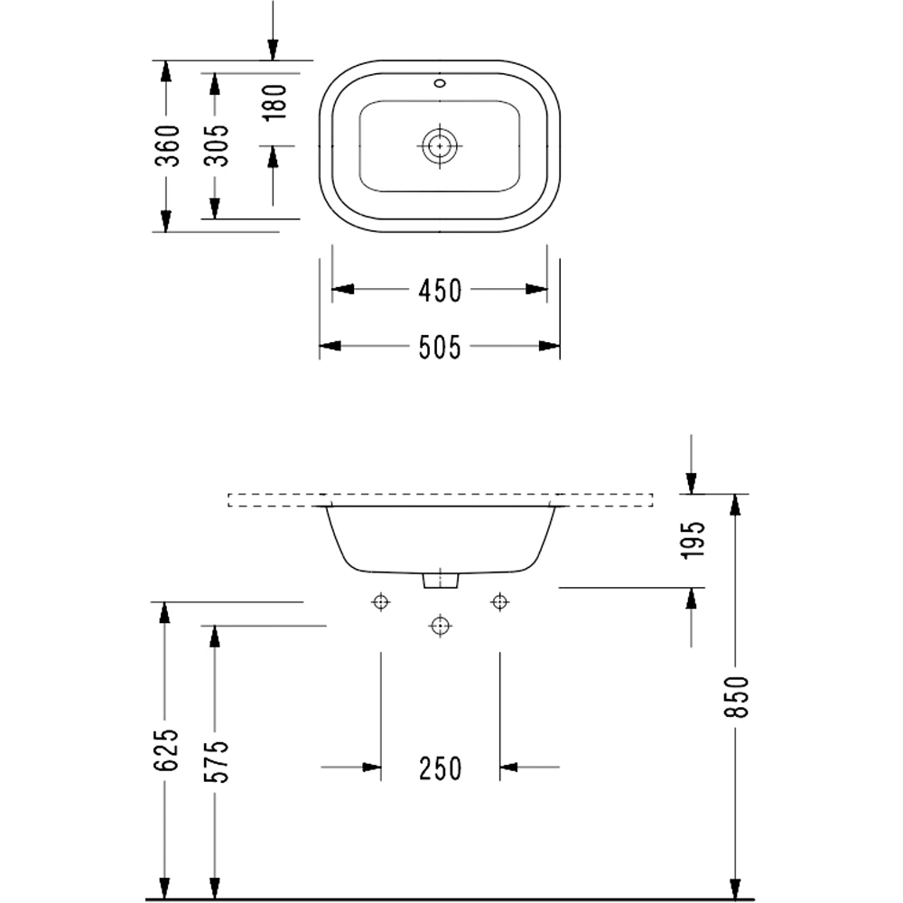 Serel 50x36 Cm Dikdörtgen Tezgah Altı Lavabo - 0671DSS000S 2