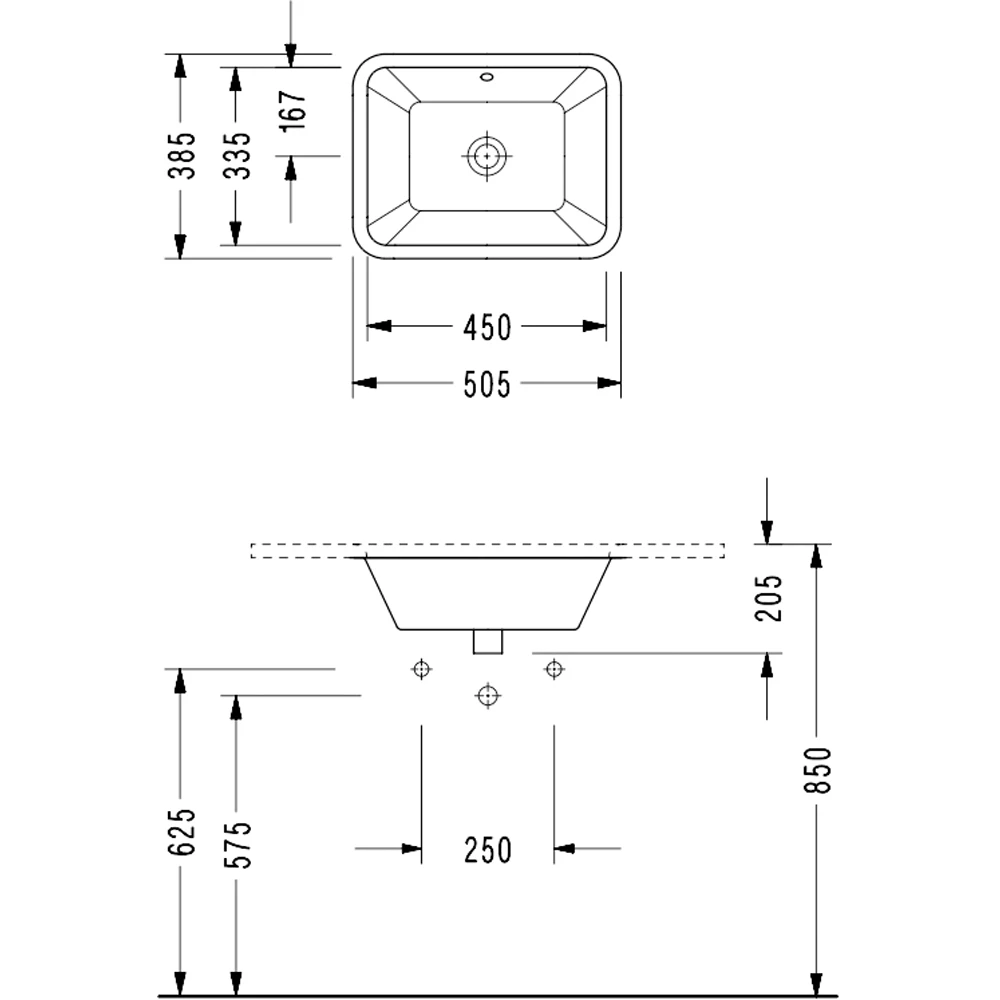 Serel 50x38 Cm Dikdörtgen Tezgah Altı Lavabo - 0661DSS000S 2