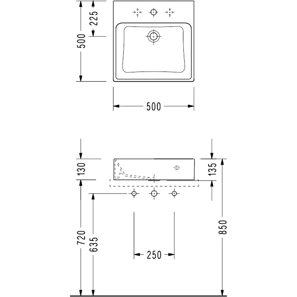 Serel 50x50 Cm Kare Tezgah Üstü Lavabo - 2042TXS110H 2