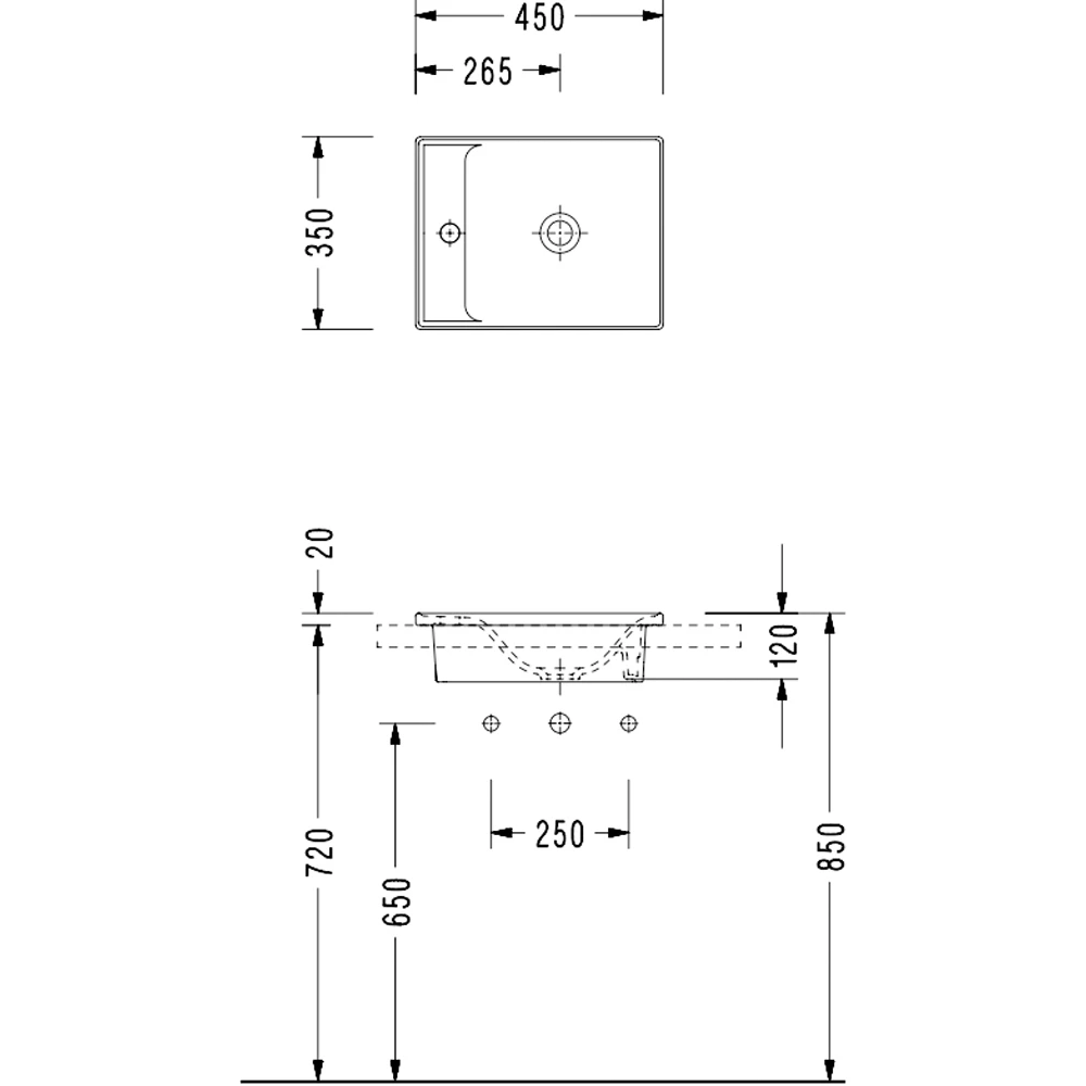 Serel 52x35 Cm Tezgah Üstü Lavabo - 2064TXS110H 2