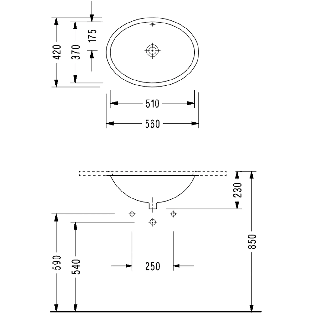 Serel 56x42 Cm Oval Tezgah Altı Lavabo - 0601DSS000S 2