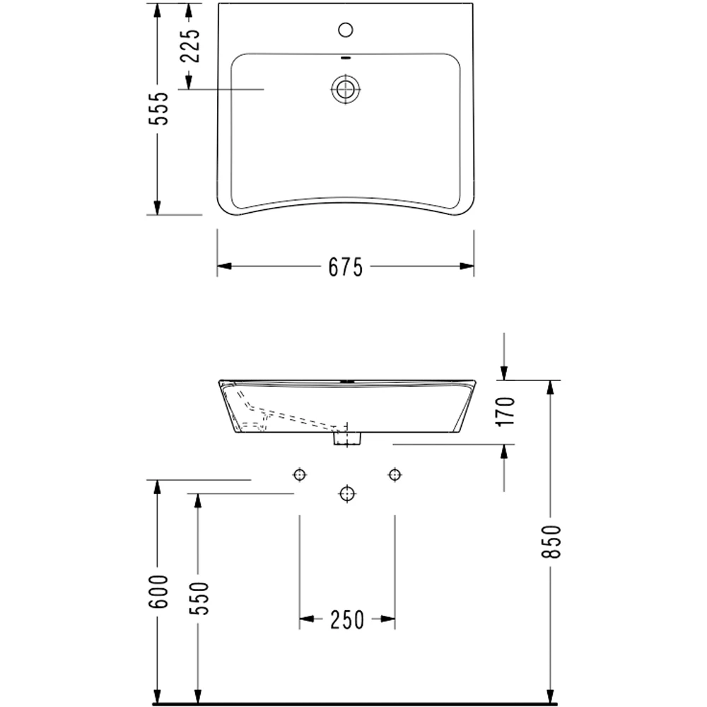 Serel 68x55 Cm Özel Lavabo - 3044TDS110H 2