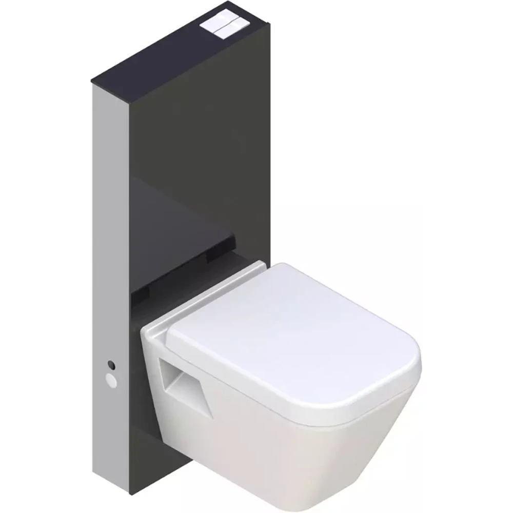 Serel Glassbox Duvar Önü Asma Klozet İçin Siyah Cam Rezervuar - T03C113S