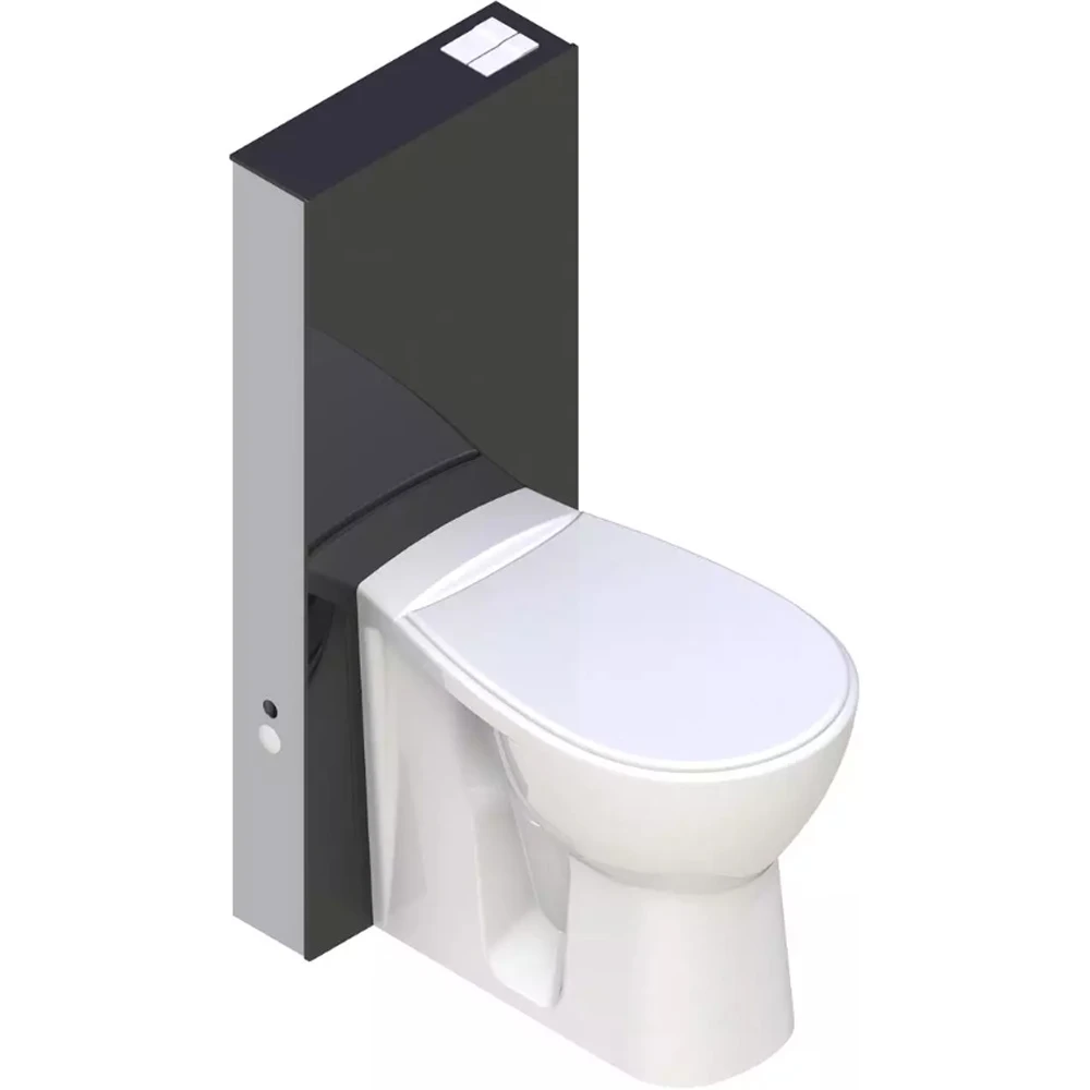 Serel Glassbox Duvar Önü Yerden Klozet İçin Siyah Cam Rezervuar - T03C130S
