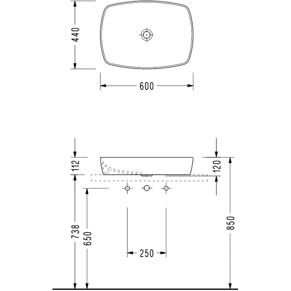 Serel Minimal 60x44 Cm Tezgah Üstü Lavabo - 1633DXS110H 2