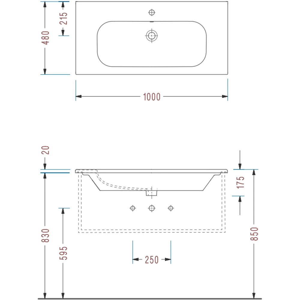 Serel Nita 100x48 Cm Etajerli Lavabo - NT40TDS110H 2