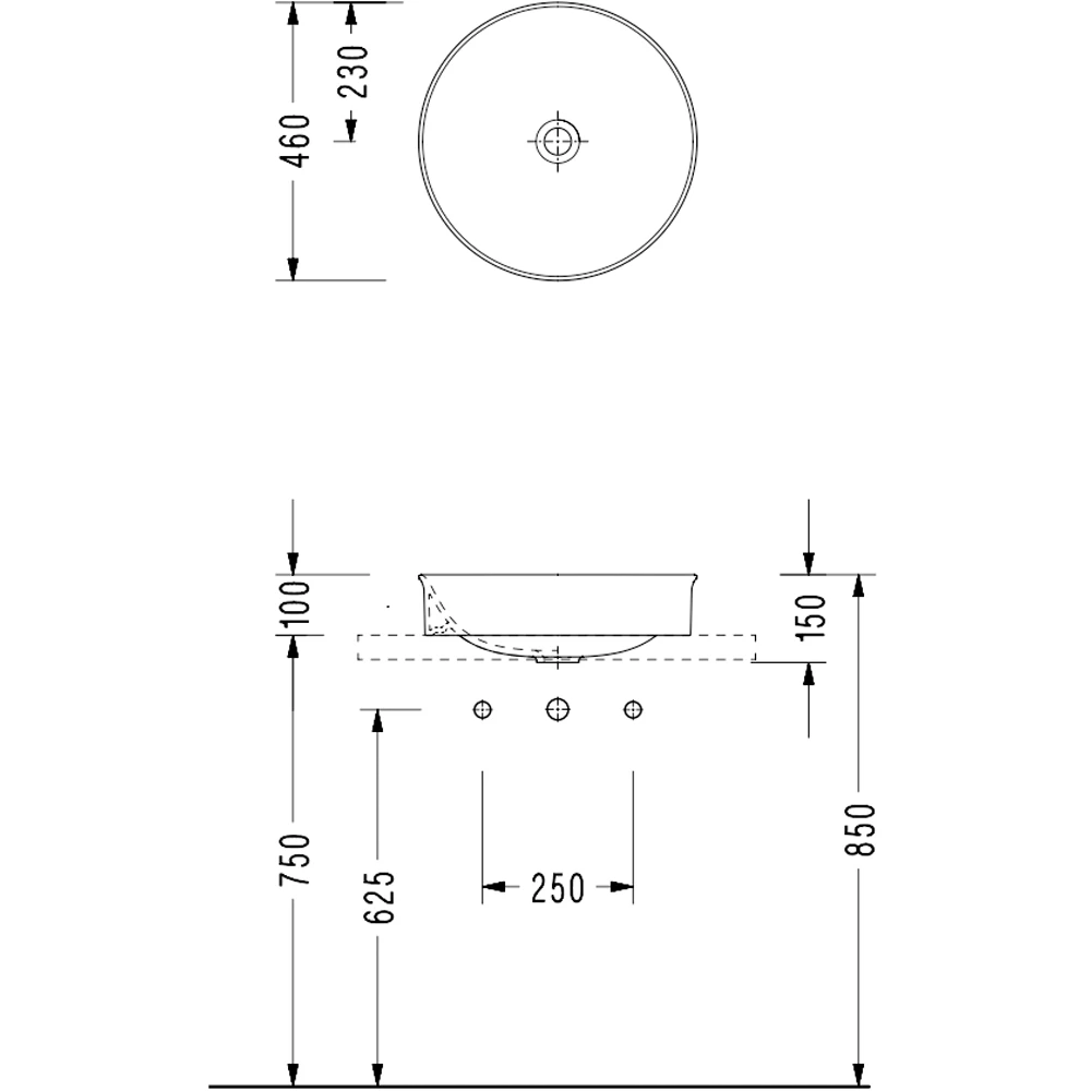 Serel Nita 46 Cm Yuvarlak Çanak Lavabo - 2077DXS110H 2