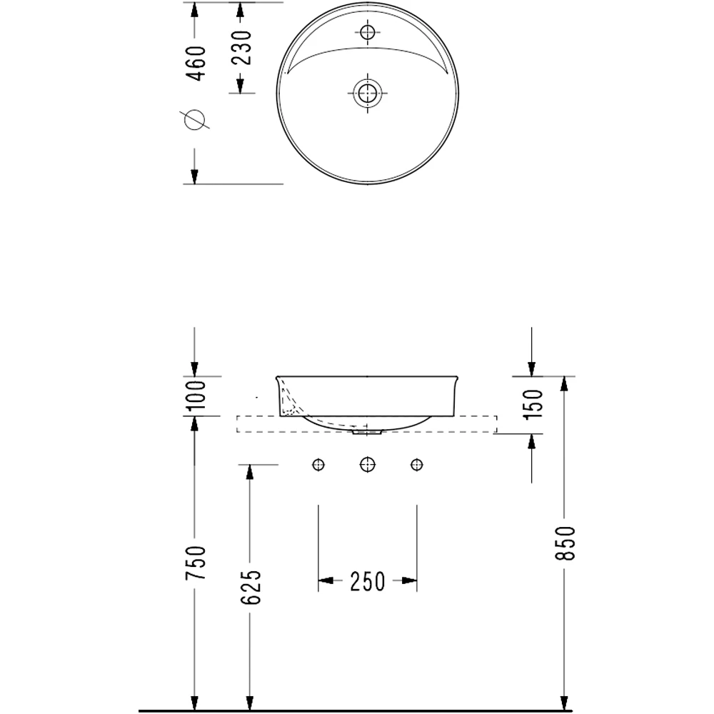 Serel Nita 46 Cm Yuvarlak Çanak Lavabo - 2078TXS110H 2