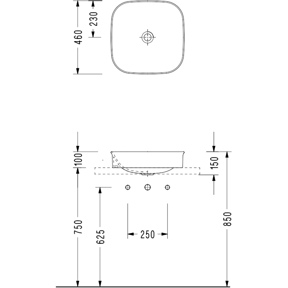 Serel Nita 46x46 Cm Kare Çanak Lavabo - 2067DXS110H 2
