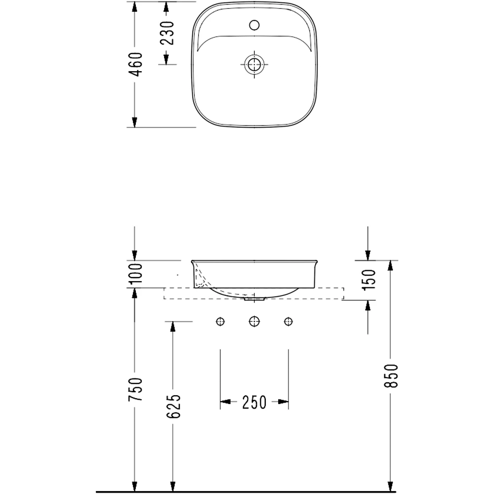 Serel Nita 46x46 Cm Kare Çanak Lavabo - 2068TXS110H 2