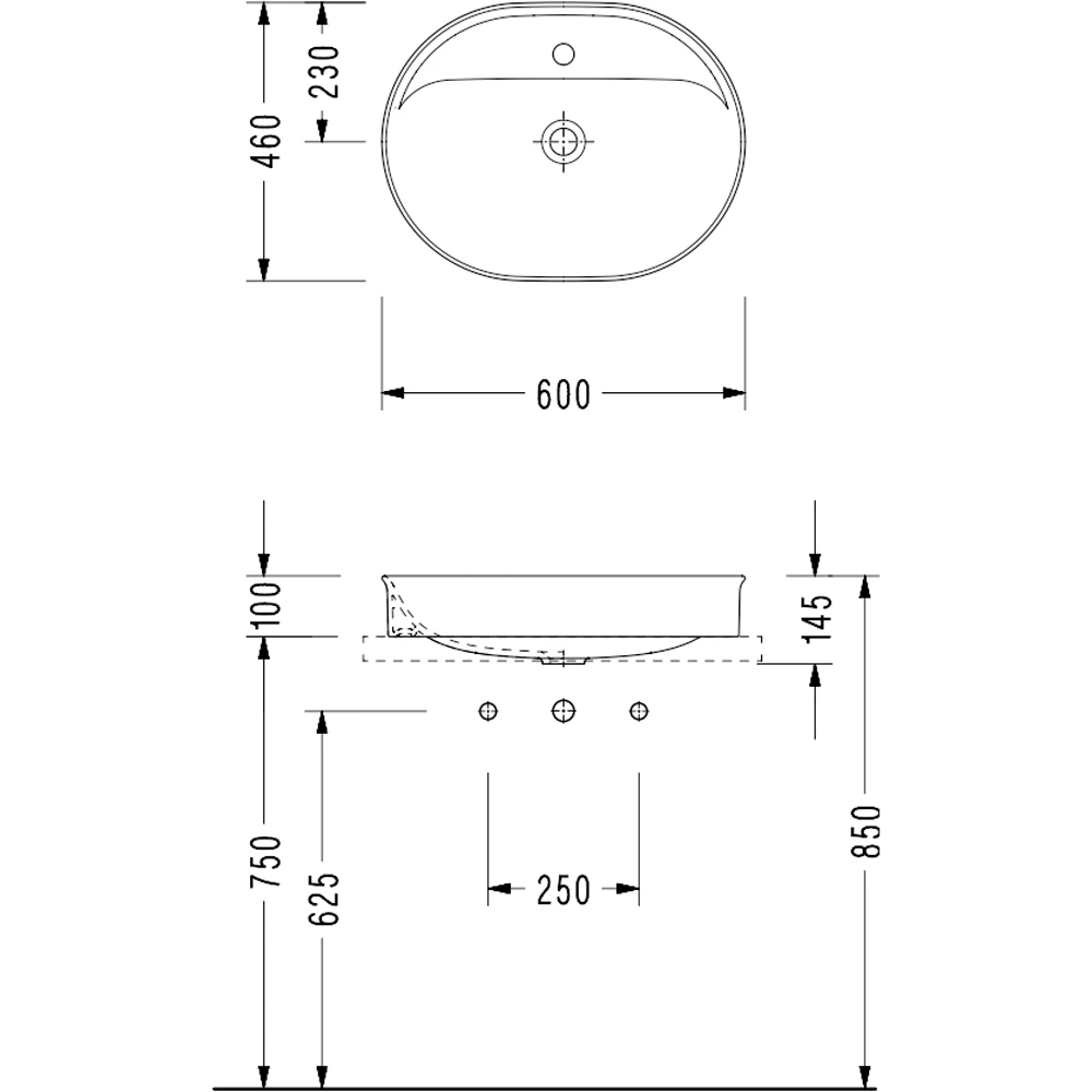 Serel Nita 60x46 Cm Yuvarlak Tezgah Üstü Lavabo - 2079TXS110H 2