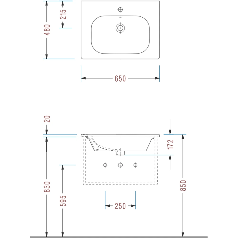 Serel Nita 65x48 Cm Etajerli Lavabo - NT30TDS110H 2