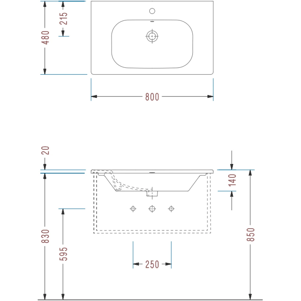 Serel Nita 80x48 Cm Etajerli Lavabo - NT42TDS110H 2