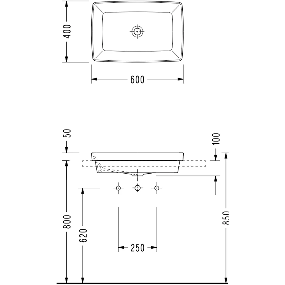 Serel Rita 60x40 Cm Gömme Tezgah Üstü Lavabo - RT34DXS110H 2
