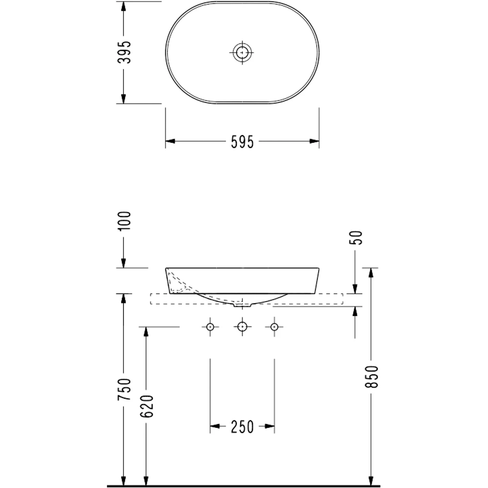 Serel Sapphire 60x40 Cm Oval Tezgah Üstü Lavabo - SP46DXS110H 2