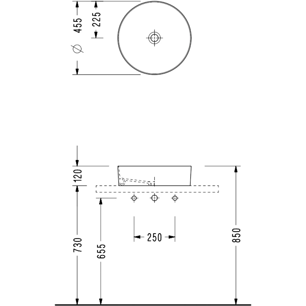 Serel Slimline 45 Cm Silindirik Çanak Lavabo - 9503DXS110H 2