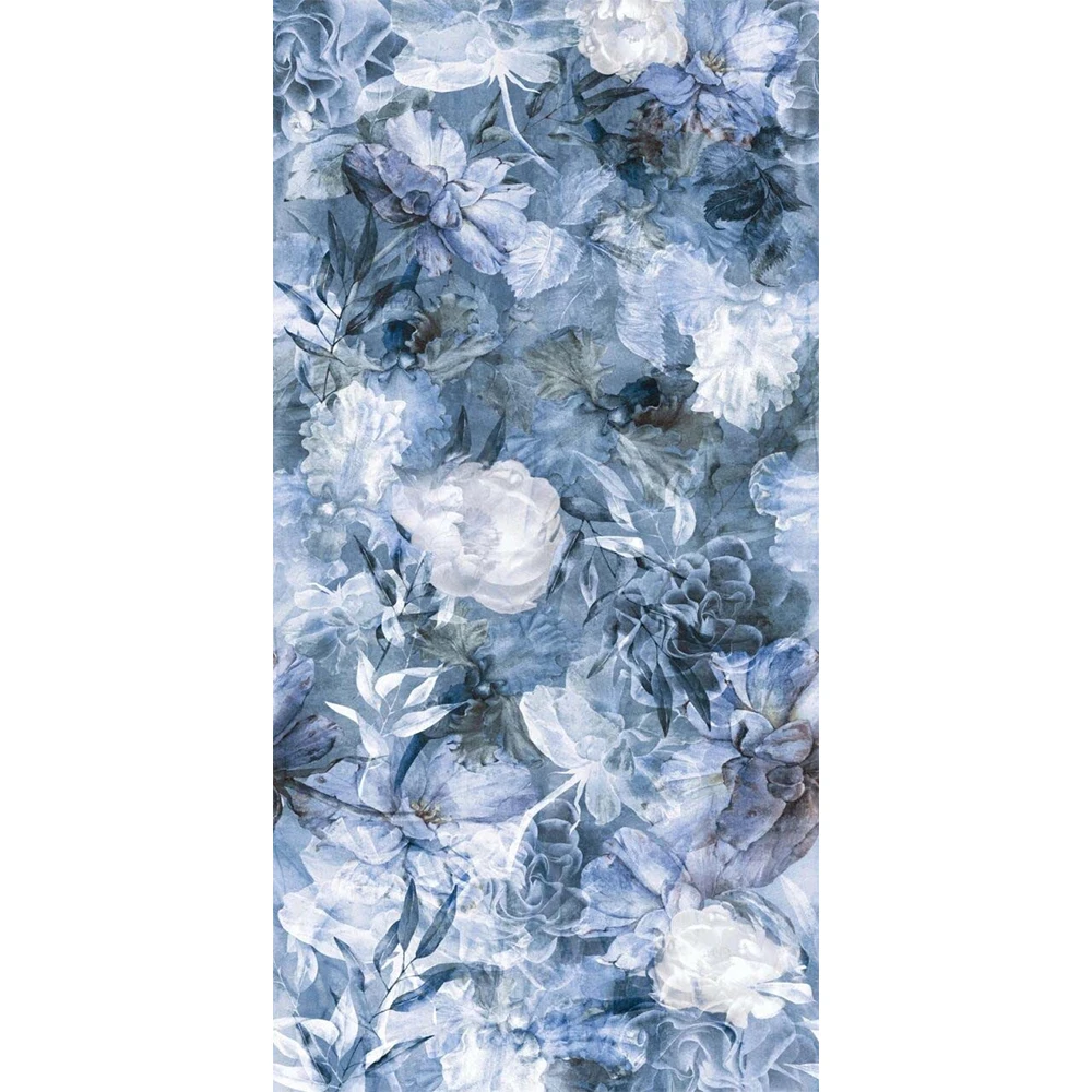 T-One Blue Blossoms 6 mm Mat Porselen Plaka 160x320