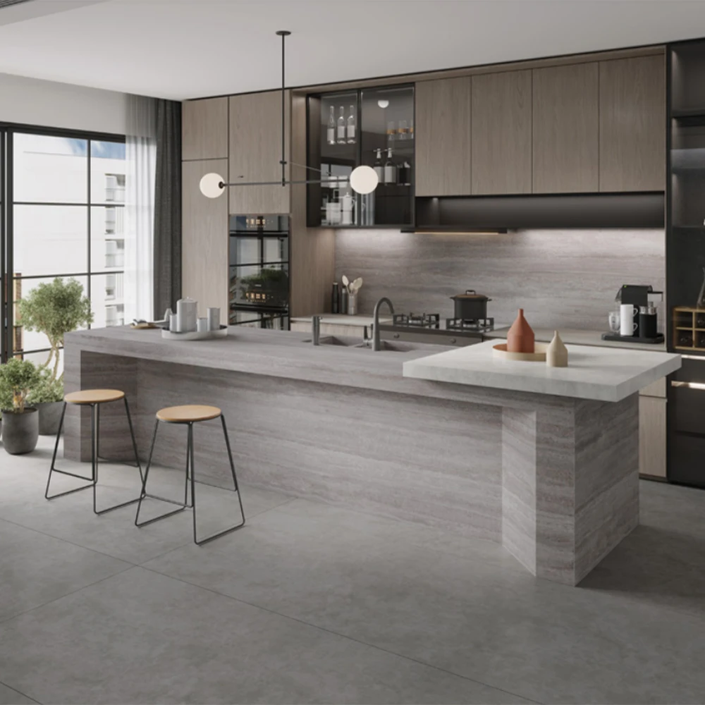 T-One Earth Travertine Silver 12 mm Mat Porselen Tezgah 162x323 2
