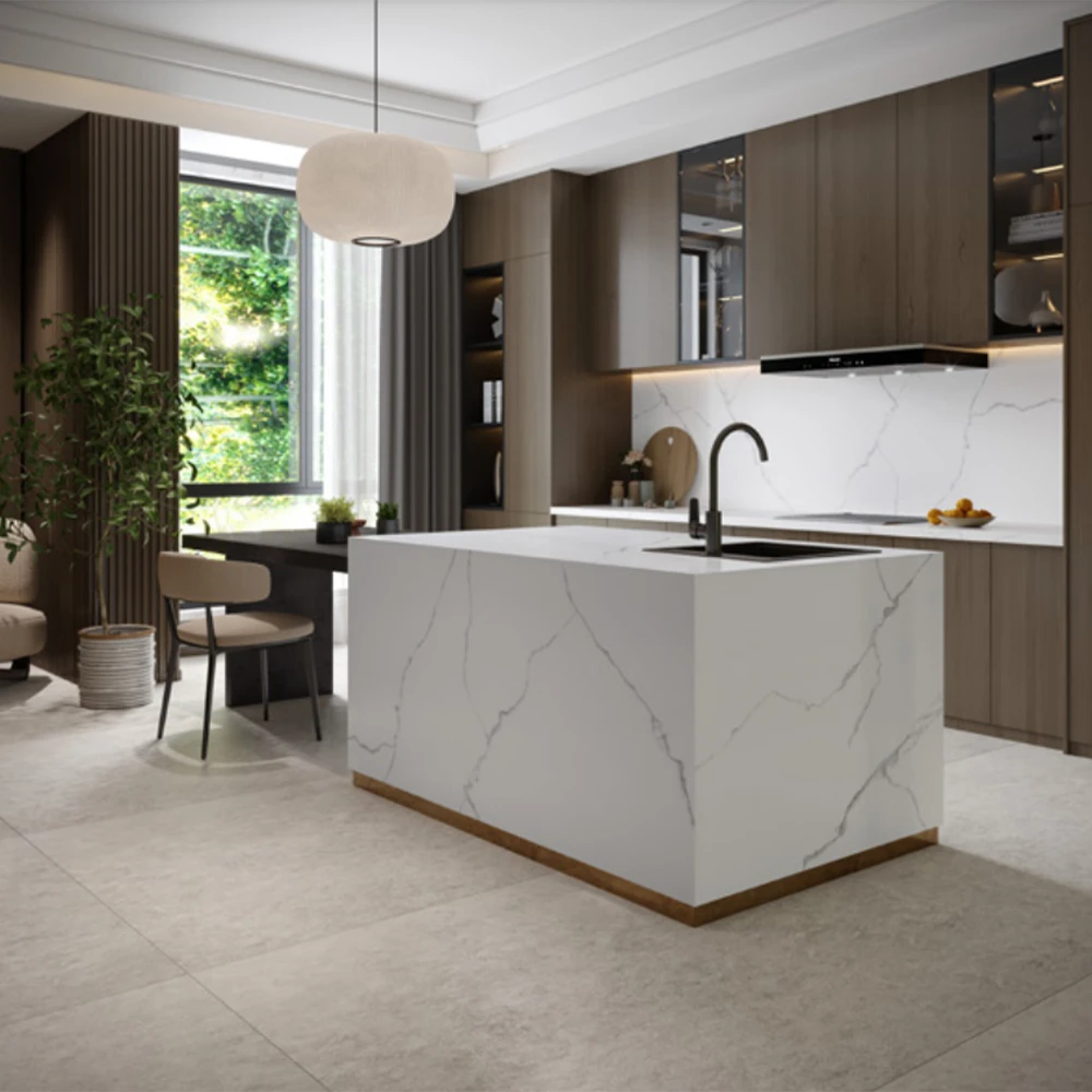T-One Marble Statuario 12 mm Mat Porselen Tezgah 162x323 2