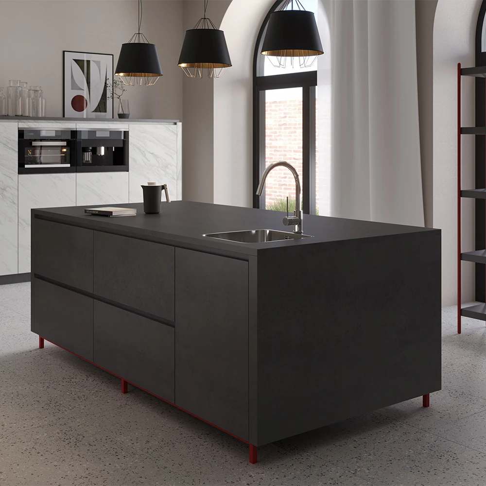 T-One Metalik Antrasit 12 mm Mat Porselen Tezgah 162x323 2