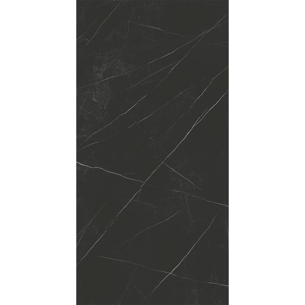 T-One Pietra Nero 6 mm Parlak Porselen Plaka 160x320