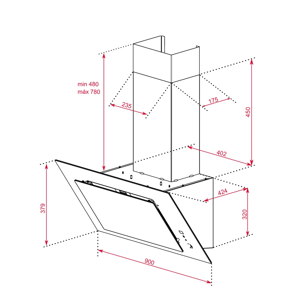 Teka DVT 98660 TBS BK Siyah Duvar Tipi Davlumbaz 2