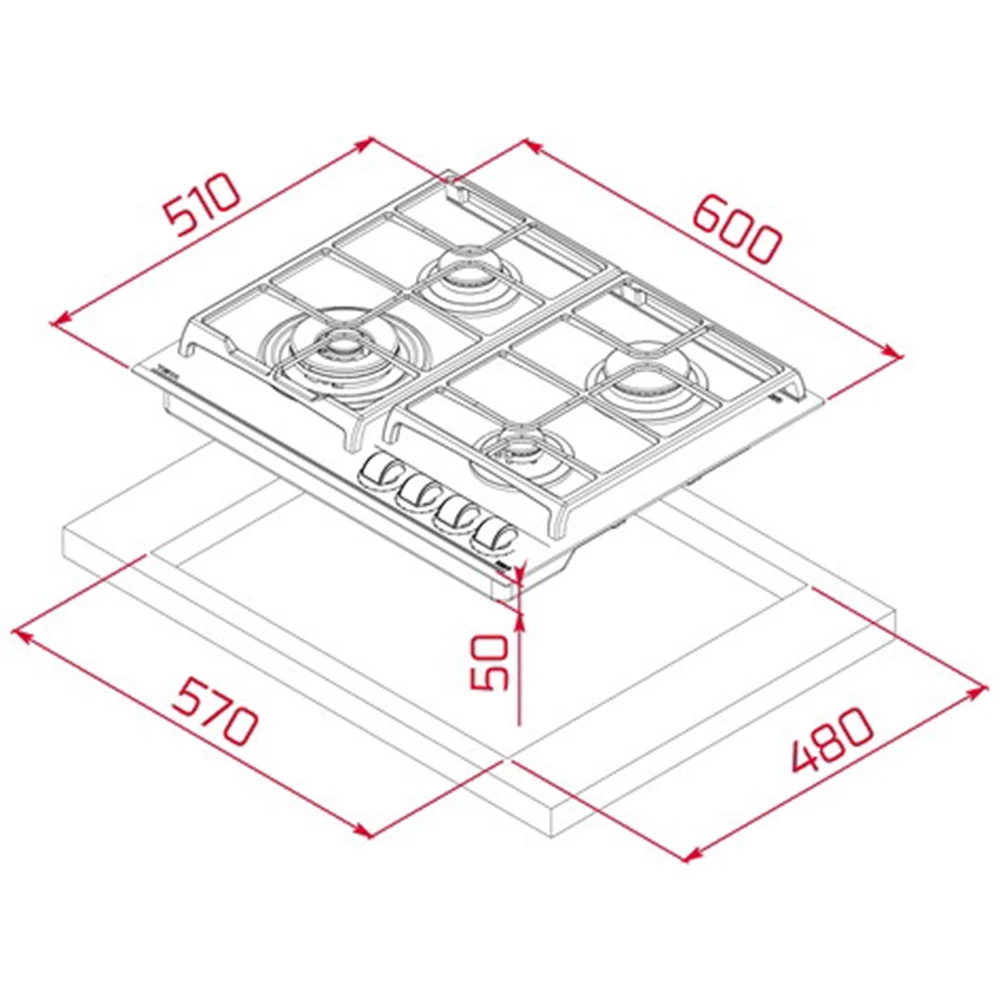 Teka GZC 64320 XB ExactFlame Teknolojili 60 cm Kahverengi Cam Gazlı Ocak 2