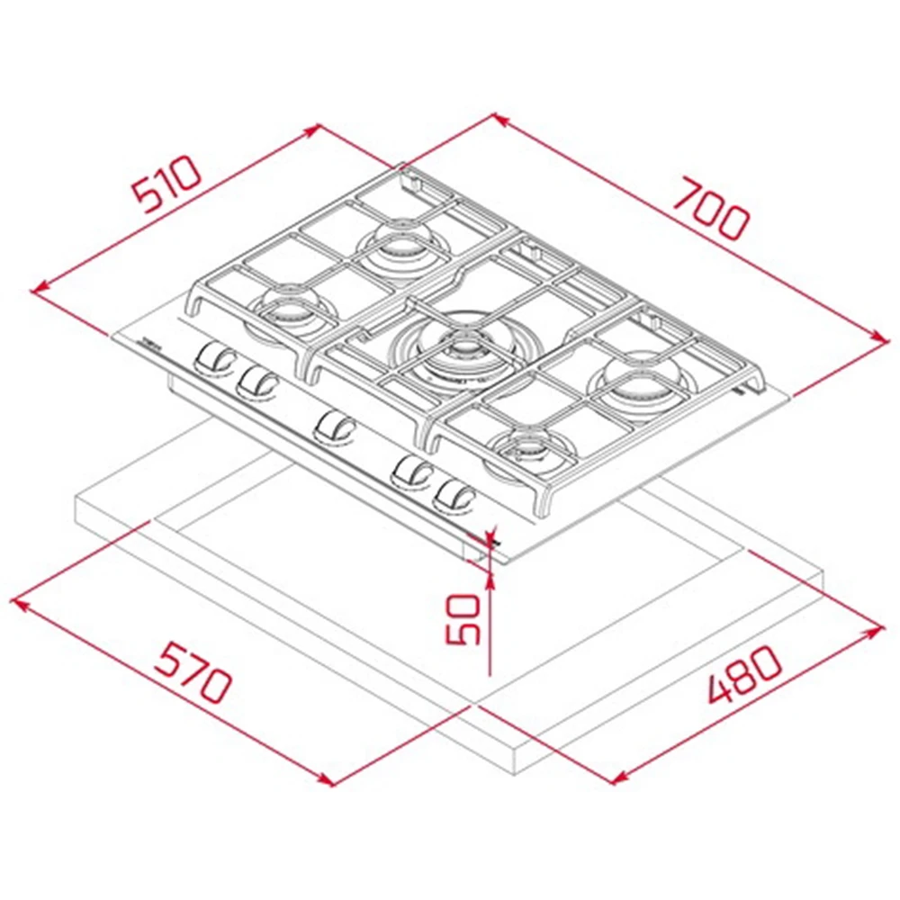 Teka GZC 75330 XB ExactFlame Teknolojili 70 cm Cam Gazlı Ocak 112570173 2