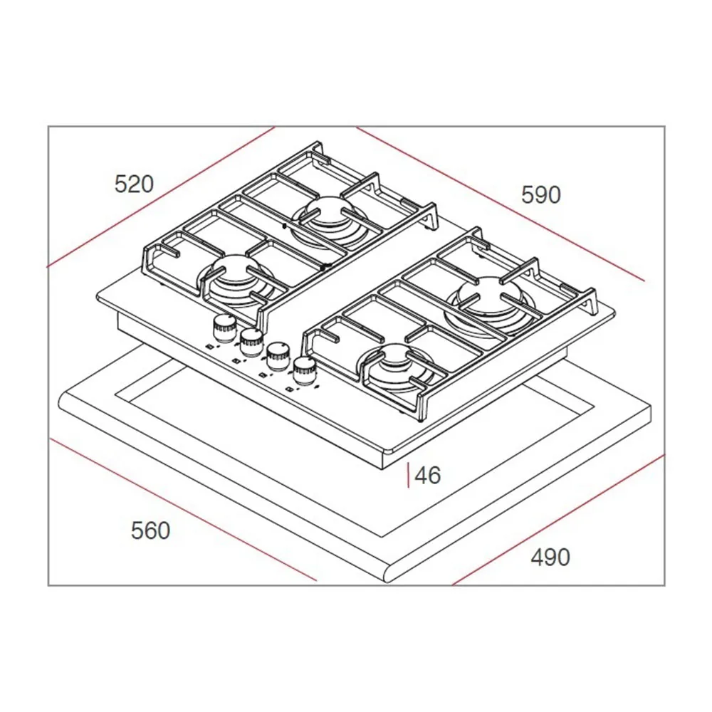 TEKA HAL 60 4G AI AL Siyah Cam Gazlı Ocak 2