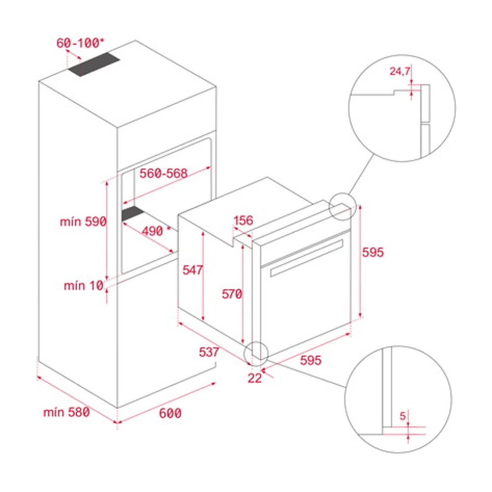 Teka HLB 8400 FBK Siyah Cam Multifonksiyonel Ankastre Fırın 4