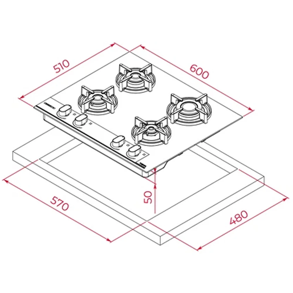 Teka Infinity G1 GBC 64-G1 GBC BM Siyah Cam Ankastre Ocak 4